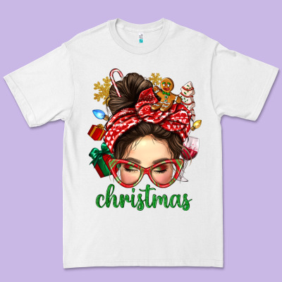 Christmas Messy Bun With Gingerbread Man Premium Tee Designed By Bundleandbundleshop