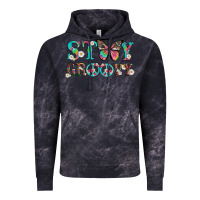 Cloud Black stay groovy with butterfly peace sign and flowers Vintage Hoodie - Artiststas