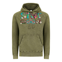Vintage Olive stay groovy with butterfly peace sign and flowers Vintage Hoodie - Artiststas