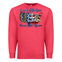 Land Of The Free Home Of The Brave American Flag Background Premium Sweatshirt | Teevron