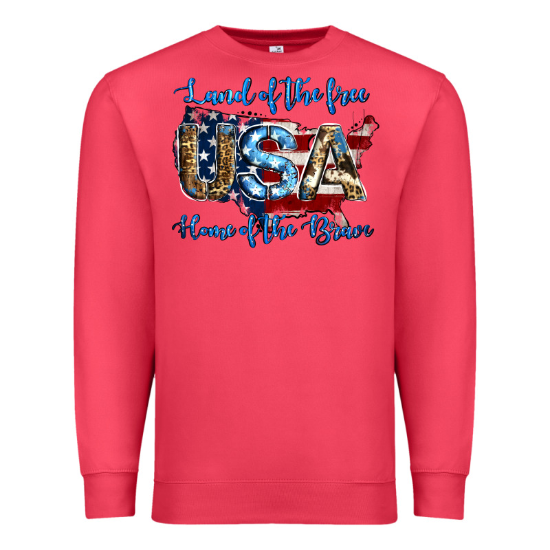 Land Of The Free Home Of The Brave American Flag Background Premium Sweatshirt by Jasminsmagicworld | Teevron
