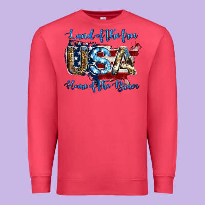 Land Of The Free Home Of The Brave American Flag Background Premium Sweatshirt Designed By Jasminsmagicworld