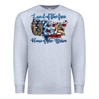 Heather Grey land of the free home of the brave american flag background Premium Sweatshirt - Jasminsmagicworld
