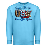 Ocean Blue land of the free home of the brave american flag background Premium Sweatshirt - Jasminsmagicworld
