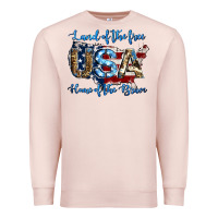 Pale Pink land of the free home of the brave american flag background Premium Sweatshirt - Jasminsmagicworld