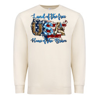 Sandshell land of the free home of the brave american flag background Premium Sweatshirt - Jasminsmagicworld