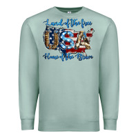 Seafoam land of the free home of the brave american flag background Premium Sweatshirt - Jasminsmagicworld