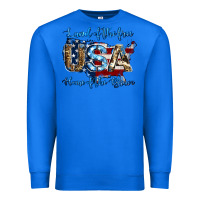 True Royal land of the free home of the brave american flag background Premium Sweatshirt - Jasminsmagicworld