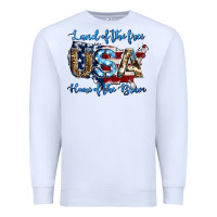 White land of the free home of the brave american flag background Premium Sweatshirt - Jasminsmagicworld