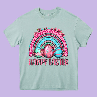 Happy Easter Eggs Rainbow Heavy Core Tee Designed By Oliviacreatesart