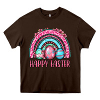 Chocolate Brown Happy Easter eggs rainbow Heavy Core Tee - OliviaCreatesArt