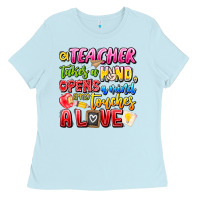 Baby Blue a Teacher Takes a Hand Opens a mind and Touches A Ladies Tee - CowhideDigitalArt
