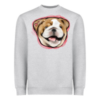 Heather Grey bulldog pink glitter Heavyweight Sweatshirt - Jasminsmagicworld