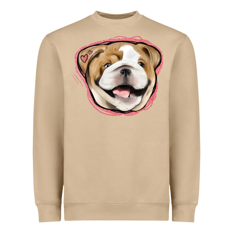 Bulldog Pink Glitter Heavyweight Sweatshirt by Jasminsmagicworld | Teevron