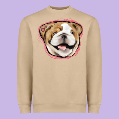 Bulldog Pink Glitter Heavyweight Sweatshirt Designed By Jasminsmagicworld