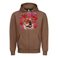 Chestnut valentine's day  brown english bulldog Zipper Hoodie - RanaPortraitStore