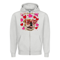 Dove Grey valentine's day  brown english bulldog Zipper Hoodie - RanaPortraitStore