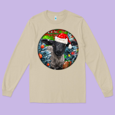 Christmas Suffolk Baby Sheep Ornament Long Sleeve Tee Designed By Lillyallendesigns