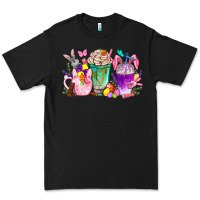 Black Easter Coffee Cups With Bunny Premium Tee - BundleAndBundleShop