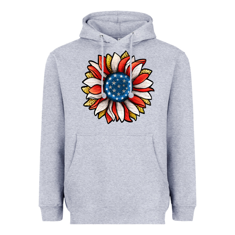 Patriotic Sunflower Heavyweight Hoodie by Jasminsmagicworld | Teevron