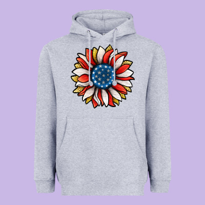 Patriotic Sunflower Heavyweight Hoodie Designed By Jasminsmagicworld