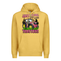 Antique Gold just a girl who loves tractors Premium Hoodie - BarkalooDesign