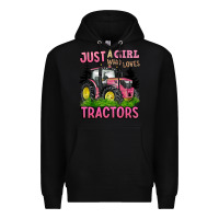 Black just a girl who loves tractors Premium Hoodie - BarkalooDesign