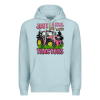 Blue Mist just a girl who loves tractors Premium Hoodie - BarkalooDesign