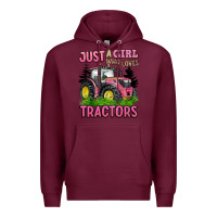 Burgundy just a girl who loves tractors Premium Hoodie - BarkalooDesign