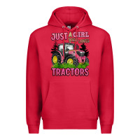 Cardinal just a girl who loves tractors Premium Hoodie - BarkalooDesign