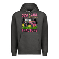Charcoal Heather just a girl who loves tractors Premium Hoodie - BarkalooDesign