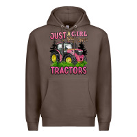 Coffee just a girl who loves tractors Premium Hoodie - BarkalooDesign