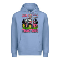 Colony Blue just a girl who loves tractors Premium Hoodie - BarkalooDesign