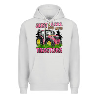 Dove Grey just a girl who loves tractors Premium Hoodie - BarkalooDesign