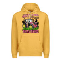 Mustard just a girl who loves tractors Premium Hoodie - BarkalooDesign