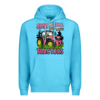 Ocean Blue just a girl who loves tractors Premium Hoodie - BarkalooDesign