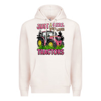 Pale Pink just a girl who loves tractors Premium Hoodie - BarkalooDesign