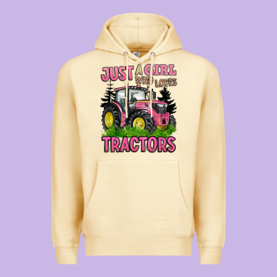 Just A Girl Who Loves Tractors Premium Hoodie Designed By Barkaloodesign