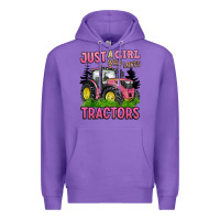 Purple just a girl who loves tractors Premium Hoodie - BarkalooDesign