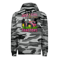 Slate Camo just a girl who loves tractors Premium Hoodie - BarkalooDesign