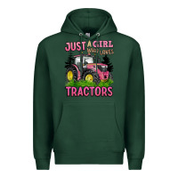 Sports Green just a girl who loves tractors Premium Hoodie - BarkalooDesign