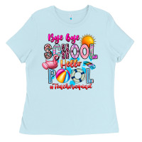 Baby Blue Bye Bye School Hello Pool Teacher  Squad Ladies Tee - CowhideDigitalArt