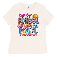 Bone Bye Bye School Hello Pool Teacher  Squad Ladies Tee - CowhideDigitalArt