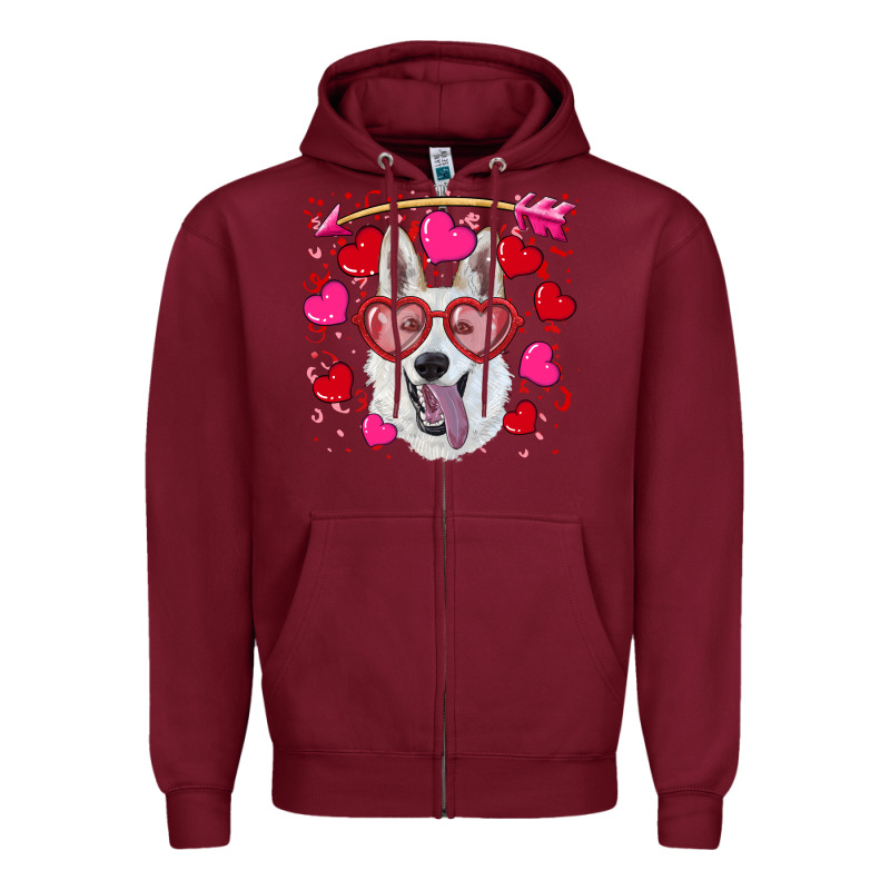 Valentine's Day  White Shepherd Zipper Hoodie by RanaPortraitStore | Teevron