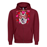 Burgundy valentine's day  white shepherd Zipper Hoodie - RanaPortraitStore