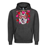 Charcoal Heather valentine's day  white shepherd Zipper Hoodie - RanaPortraitStore