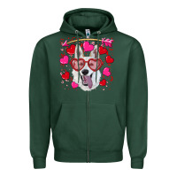 Sports Green valentine's day  white shepherd Zipper Hoodie - RanaPortraitStore