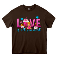 Chocolate Brown Love Is All You Need Valentines Day Frappe Coffee Heavy Core Tee - FaDigitalArtStudio