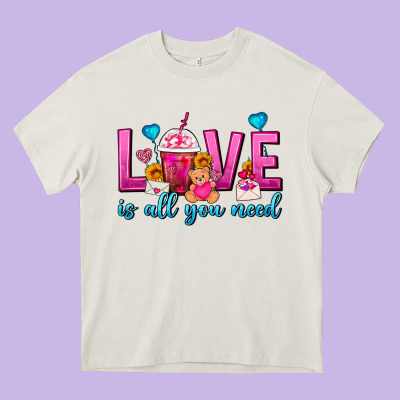 Love Is All You Need Valentines Day Frappe Coffee Heavy Core Tee Designed By Fadigitalartstudio