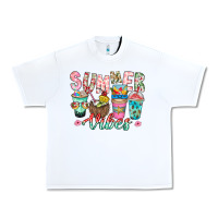White Summer Vibes Urban Heavy Tee - CowhideDigitalArt